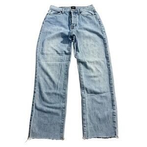 BDG Slim Straight Jeans Blue Light Wash Women's Size 26 Y2K Frayed Hem